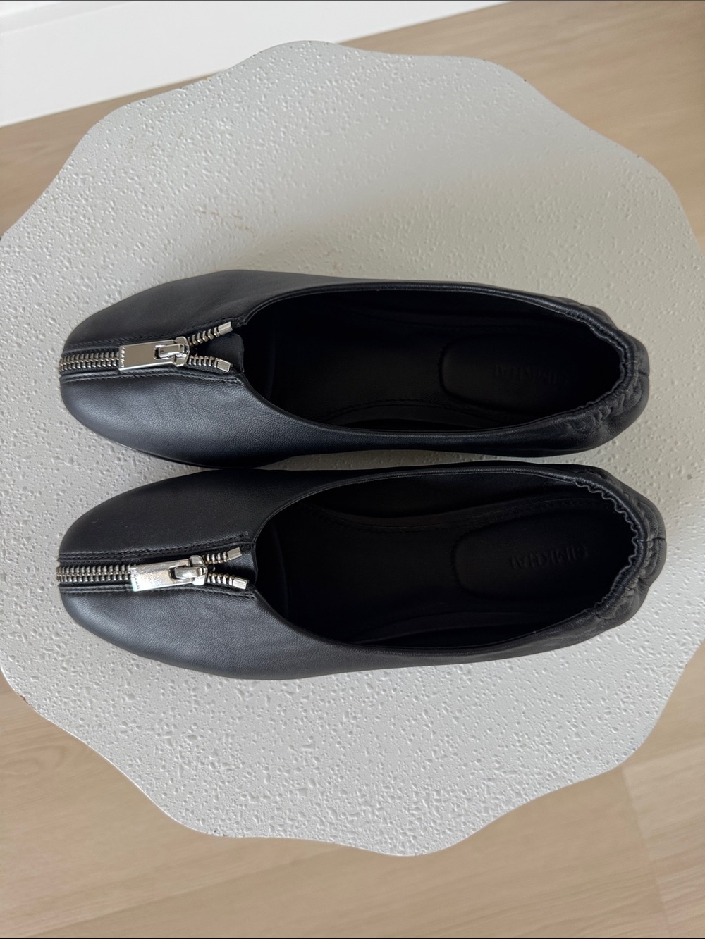 Simkhai Eden Black Zipper Leather Flats
